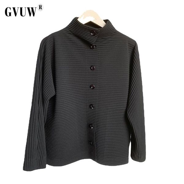 

women's jackets [gvuw] all-match simple fashion single breasted tide thin elasticity pleated coat 2021 summer arrival kb1287, Black;brown