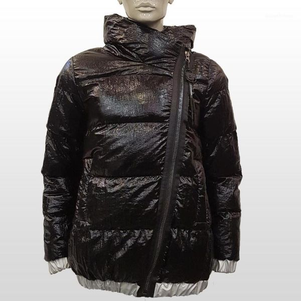 

women's down & parkas women winter jacket black glossy krinkl hooded coat warm thick casual oversize parka fashion elegant infl