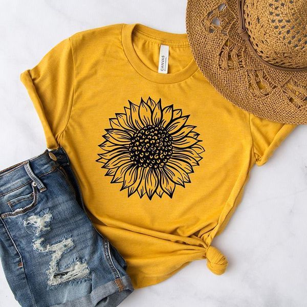 

sunflower fashion 100% cotton womens t shirts graphic aesthetic tshirts short sleeve casual tees o neck streetwear female clothing, White