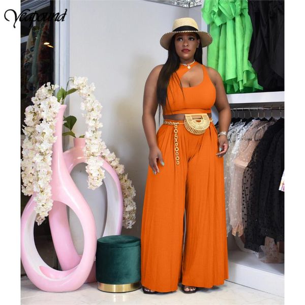 

women's two piece pants 2021 women vest tracksuit sets sleeveless crop suit 2 pieces wide leg suits, White