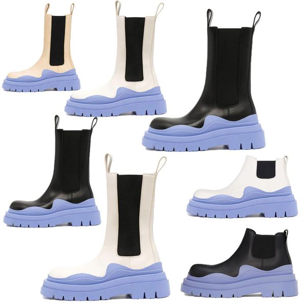 

2021 new black+blue soles bottega-booties tire boots man women platform chunky boot lady boot luxury designer women boots mid-calf designer