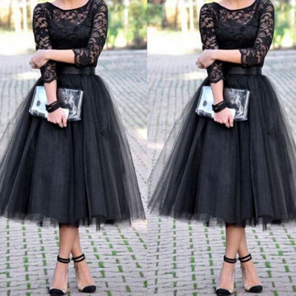 

skirts calf length tutu a-line style pettiskirt bouffant mesh ladies petticoat faldas mujer saias jupe ytl007 f001, Black