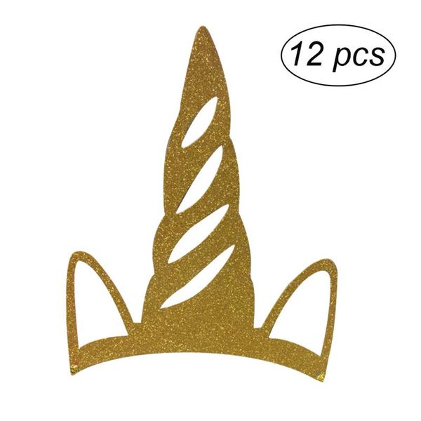 

party hats 12pcs horn glitter theme supplies - gold #q8