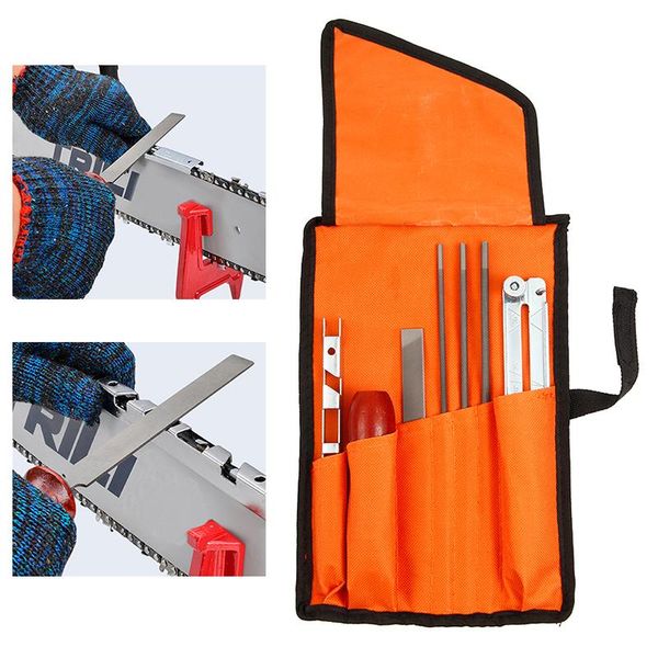 

8pcs professional chainsaw chain sharpening kit tool set hardwood handle + round/flat file guide bar sharpener tools craft