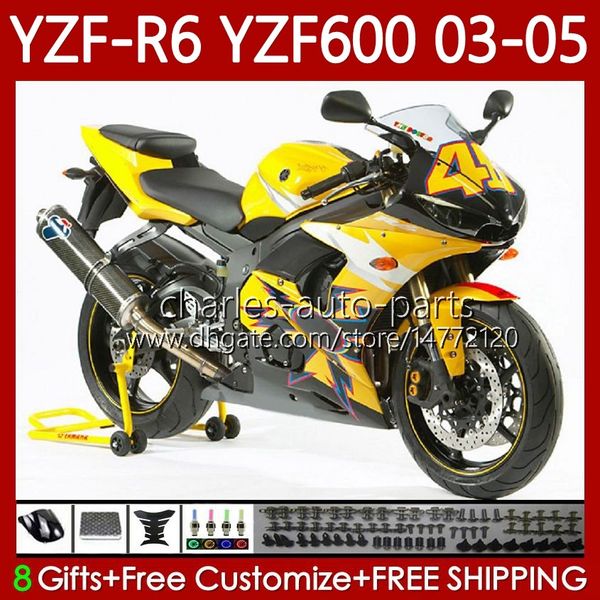 Motocicleta Bodywork para Yamaha Amarelo Preto YZF600 YZF R 6 600 CC YZF-R6 2003 2004 2005 Cowling 95No.154 YZF R6 600cc YZF-600 03-05 Body YZFR6 03 04 05 Kit de Feira do OEM