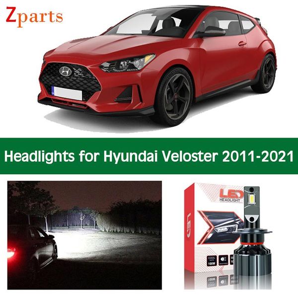 

car headlights bulbs for veloster 2011-2021led headlight headlamp low high beam canbus white auto lights lighting accessories