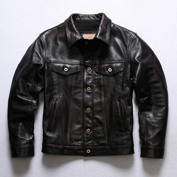 

men's leather & faux read description x507 asian size super genuine horse slim classic durable horsehide stylish rider jacket, Black