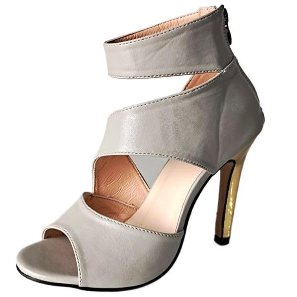 

sandals mature women's fashion simple all-match retro open-toed outer wear high-heeled, Black
