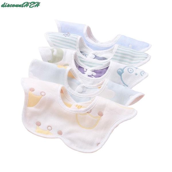 

bibs & burp cloths 5pcs/lot baby 360 degree rotation cotton gauze muslin bandana cloth soft born infant saliva towel