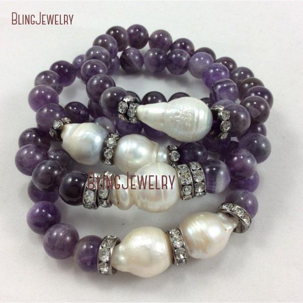 

amethyst baroque freshwater stacking bracelet bm24132 beaded, strands, Black