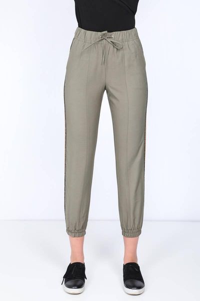 

women's pants & capris khaki hand stripe jogger, Black;white