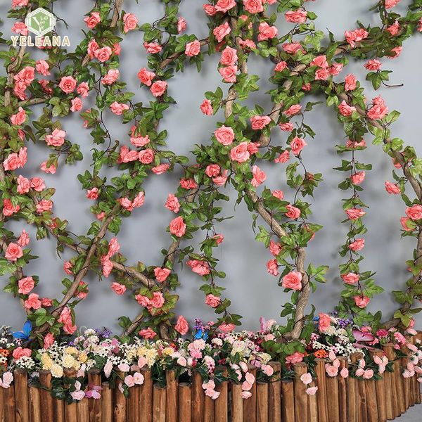 

decorative flowers & wreaths artificial rose 230cm length 16 to 69 flower for a wedding arch garland romantic in glass dome