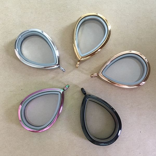 

design stainless steel magnetic closure silver water drop floating locket glass living locket pendantdio chan contact