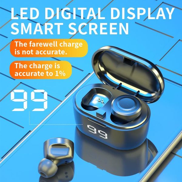 

headphones & earphones tws bluetooth wireless headphone 9d stereo sports v5.0 led waterproof earbuds headsets with dual microphone