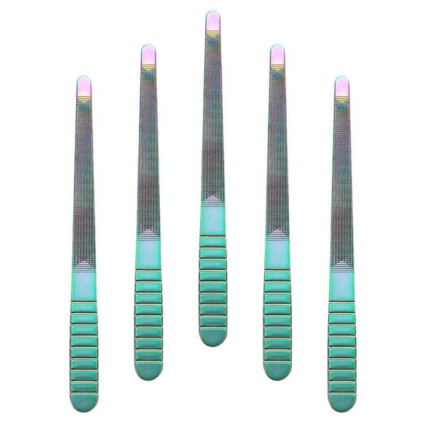 

nail glitter 5pcs polisher file stainless steel fingernails manicure files, Silver;gold