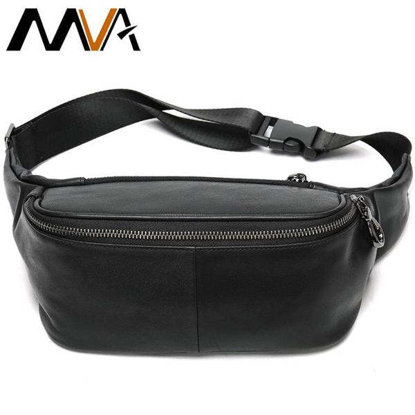 

waist bags sheep genuine leather men bag for phone casual travel fanny pack fashion male belt zipper bum 9066
