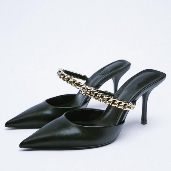 

slippers shoes pointed toe women summer beige heeled sandals med slides pantofle female mule black thin 2021 mules high rome pu