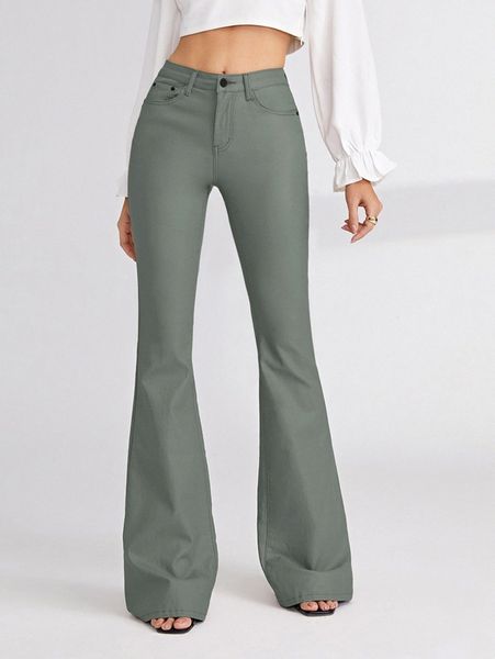 

black wash flare leg jeans y7ld#, Blue