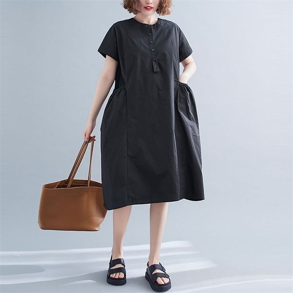 

women cotton linen casual dress new arrival summer vintage style solid color loose comfortable female long dresses s3711 210412, Black;gray