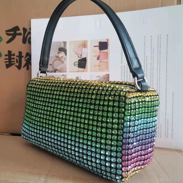 

updated designer sparkle wedding bags colorful rhinestones handbags shimmer&glitter dinner cross body women diamond evening bag lady shiny r