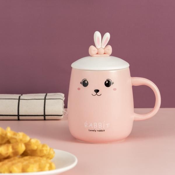 

mugs cute cartoon ceramic cup gift suit creative couple spoon coffee with cover