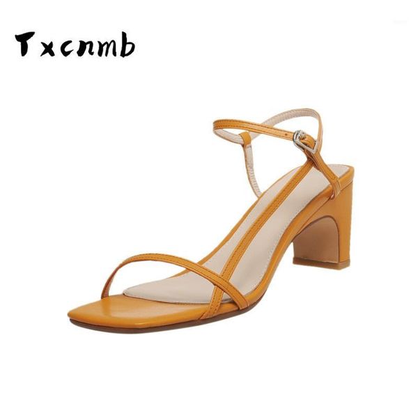 

sandals txcnmb genuine leather high heels pumps slingbacks women 2021 spring summer party night club fashion shoes woman1, Black