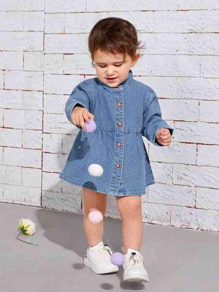 

baby peplum hem denim coat she, Blue