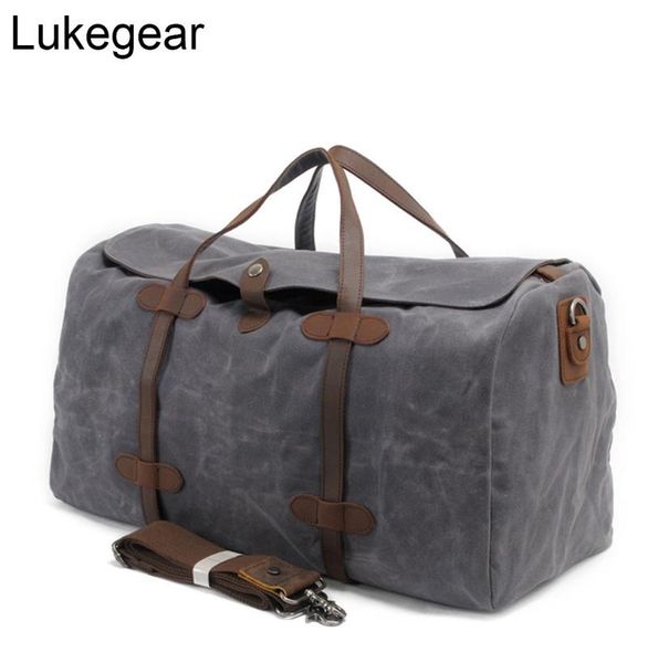 Duffel Bags Luzegado Vintage Homens Tavelos Duffle Baggage Bag Gym Sports Overnight Packs Waterproof Óleo Cera