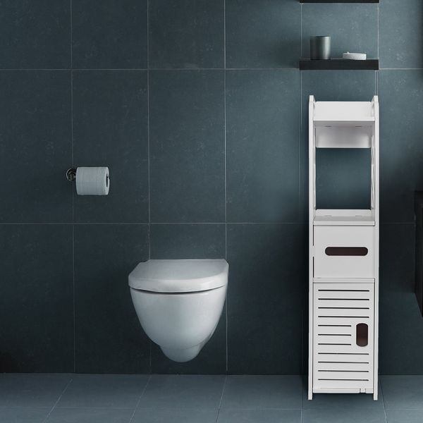 

bathroom storage furniture shelf drawer multi compartment organizer water proof decay anti rot environmental friendly white
