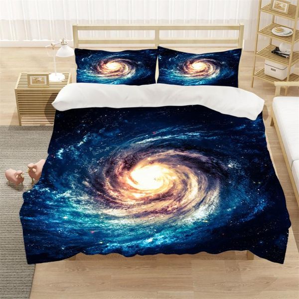 

colorful galaxy duvet cover set multicolor outer space bedding universe starry sky quilt glitter 3pcs  dropship sets