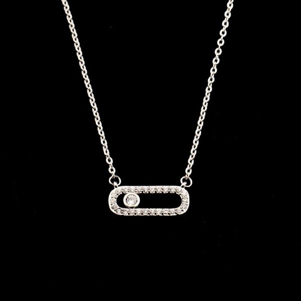 

pendant necklaces romantic crystal zircon style bead necklace for women dainty stainless steel rose gold femme wedding jewelry gifts 2021, Silver