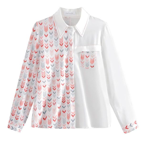 

women's blouses & shirts korea style women blouse 2021 elegant print plus size long sleeve casual loose chiffon shirt blusas feminina, White