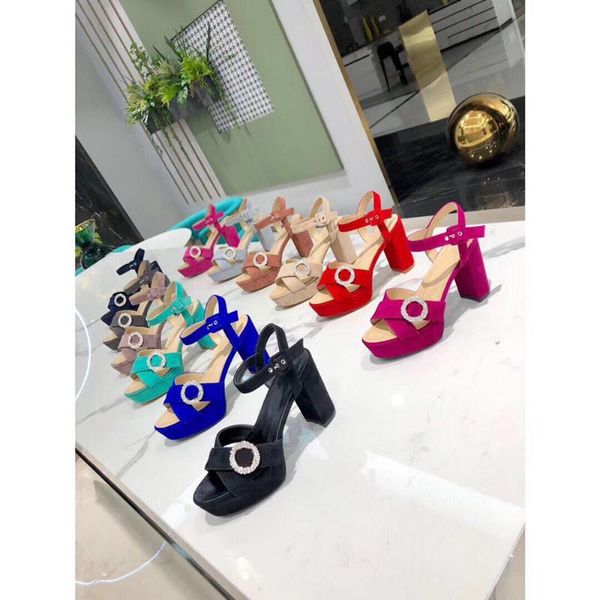 

dress shoes plus size 35-41 women's for woman summer sandals genuine suede leather platform open toe, Black