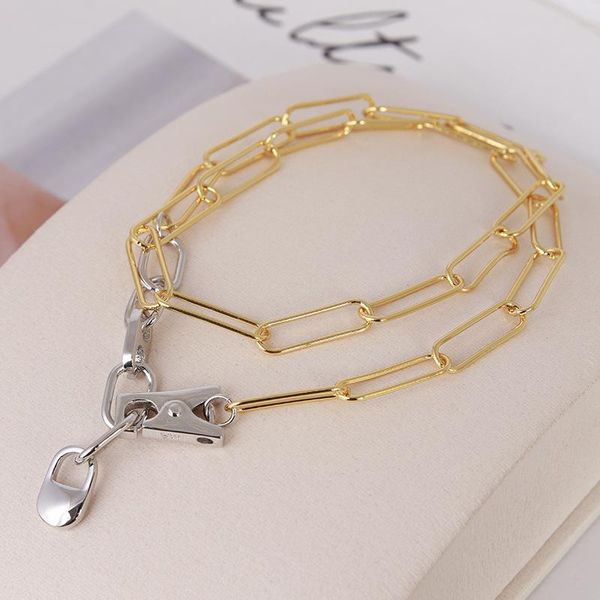 

chains simple trendy style stitching chain hit color necklace clavicle, Silver