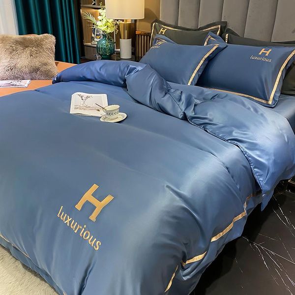 

bedding sets washed silk summer four-piece set quilt cover sheet spring and autumn ice simple light luxury