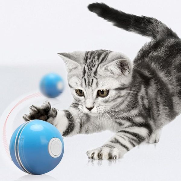 

cat toys rechargeable interactive electronic rotation rolling ball luminous chewing pet playing game toy automatic usb kitten