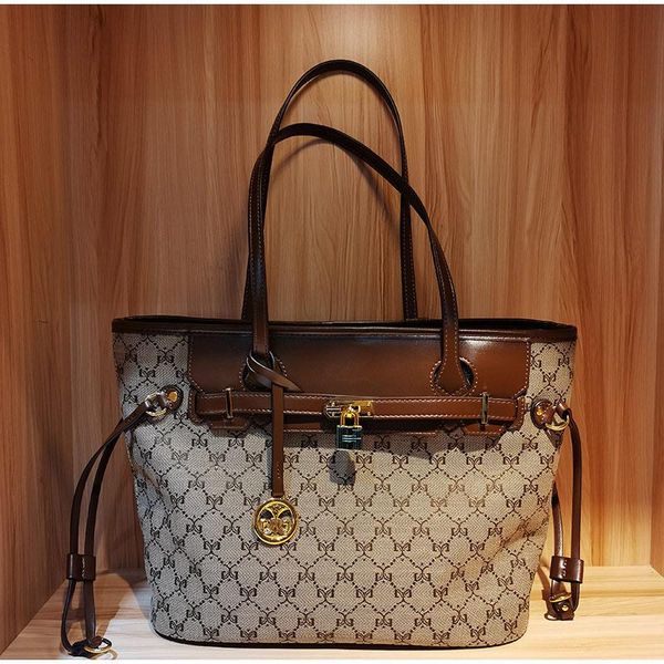 

evening bags large-capacity tote for women 2021 autumn handbags retro printing shopping british style ladies clutch with purse