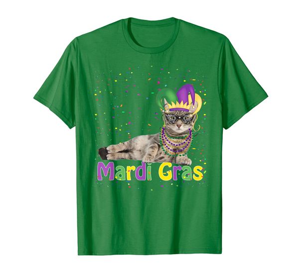 

mardi gras cat shirt mardi gras bead jester hat costume gift, White;black