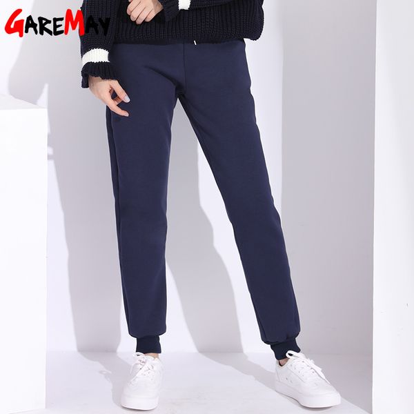 

cashmere warm winter harem pants for women causal thick velvet 5xl women's trousers classic 210428, Black;white