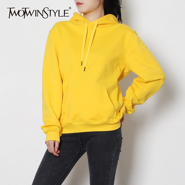 

spring black casual sweatshirt for women hooded collar long sleeve loose basic sweatshirts female fashion new tide 210428