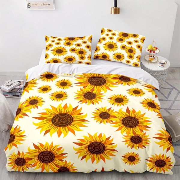 

sunflower bedding set single twin full  king size bed flower children's kid bedroom duvetcover sets 016