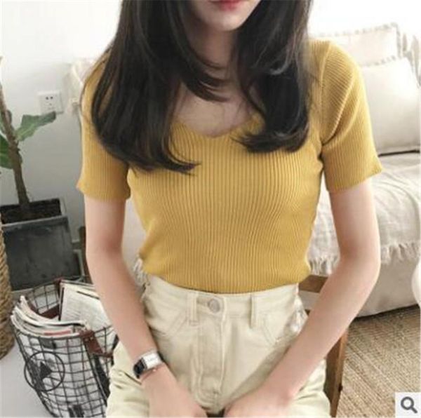 

women's sweaters cropped sweater women and pullovers knitted spring summer korean short sleeve casual striped shirt pull, White;black