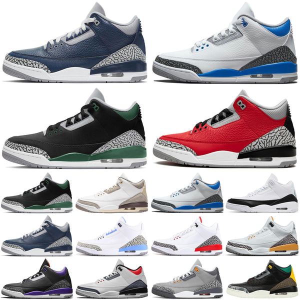 

air jordan retro 3 3s racer blue mens basketball shoes pine green midnight navy fragment court purple unc men trainers sports sneakers top, White;red