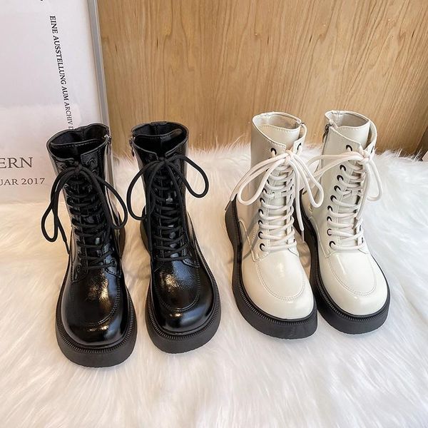 

boots autumn 2021 retro casual women's thick heel fashion booties women, Black