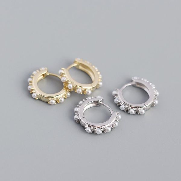 

hoop & huggie kamira 925 sterling silver gothic minimalism ear buckle pearl earrings for women teen trendy sweet chic jewelry 2021, Golden;silver