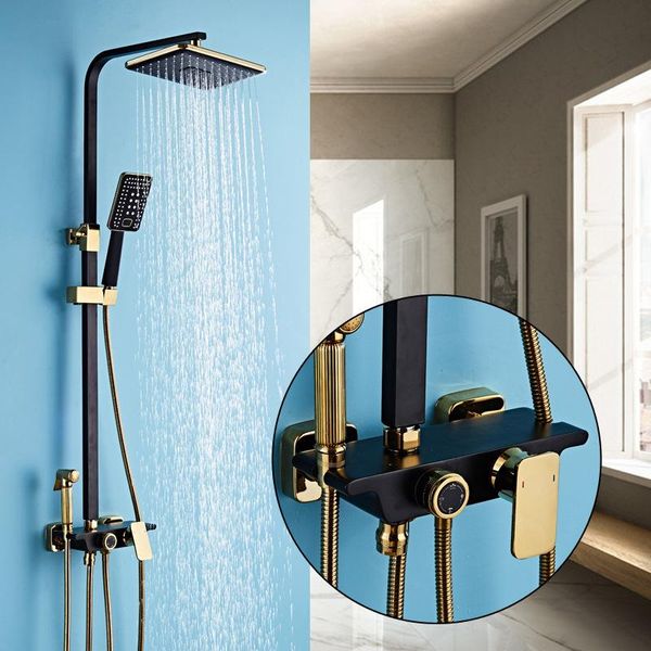 

luxury white and gold modern shower set rainfall head bathtub faucets black waterfall faucet bathroom sets