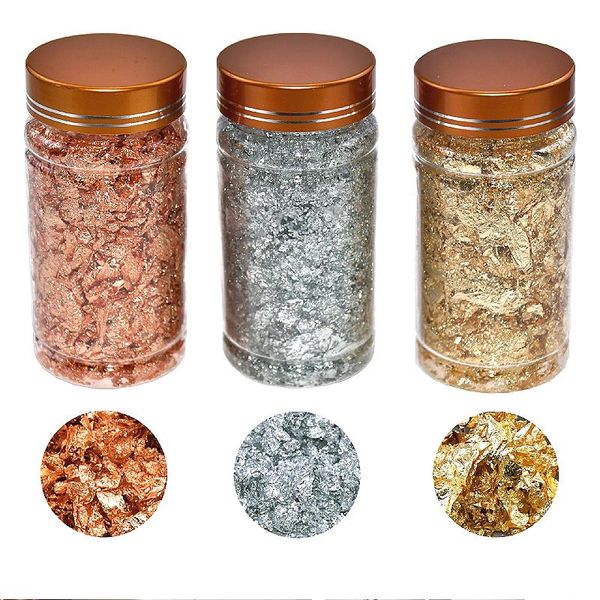 

nail glitter 1box fashion gold foils gorgeous nails aluminum flakes paillette chip design shinny year art decoration, Silver;gold