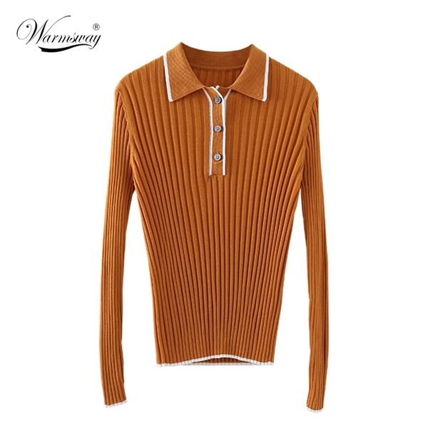 

early autumn sweater women vertical stripes base thin pullover knitting turn-down collar lyocell long sleeve b-142 210522, White;black