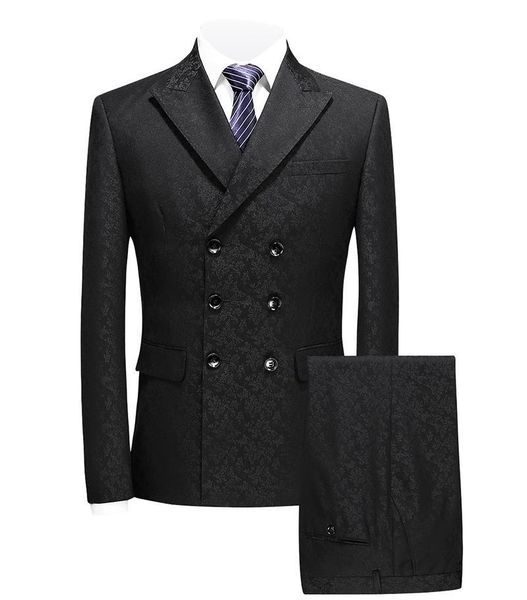 

men's suits & blazers men double breasted suit three pieces black printed tuxedos for wedding groom prom business party quality-end, White;black