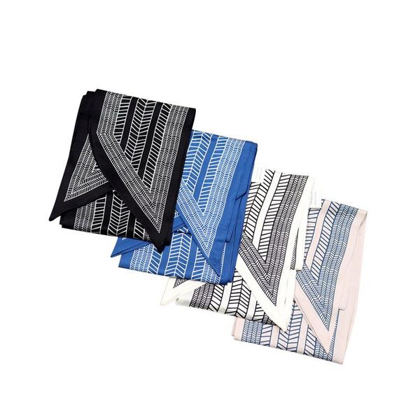 

scarves 2021 summer fashion stripe wide long silk scarf female wrist tie hair ribbon adornment bag belt for women, Blue;gray